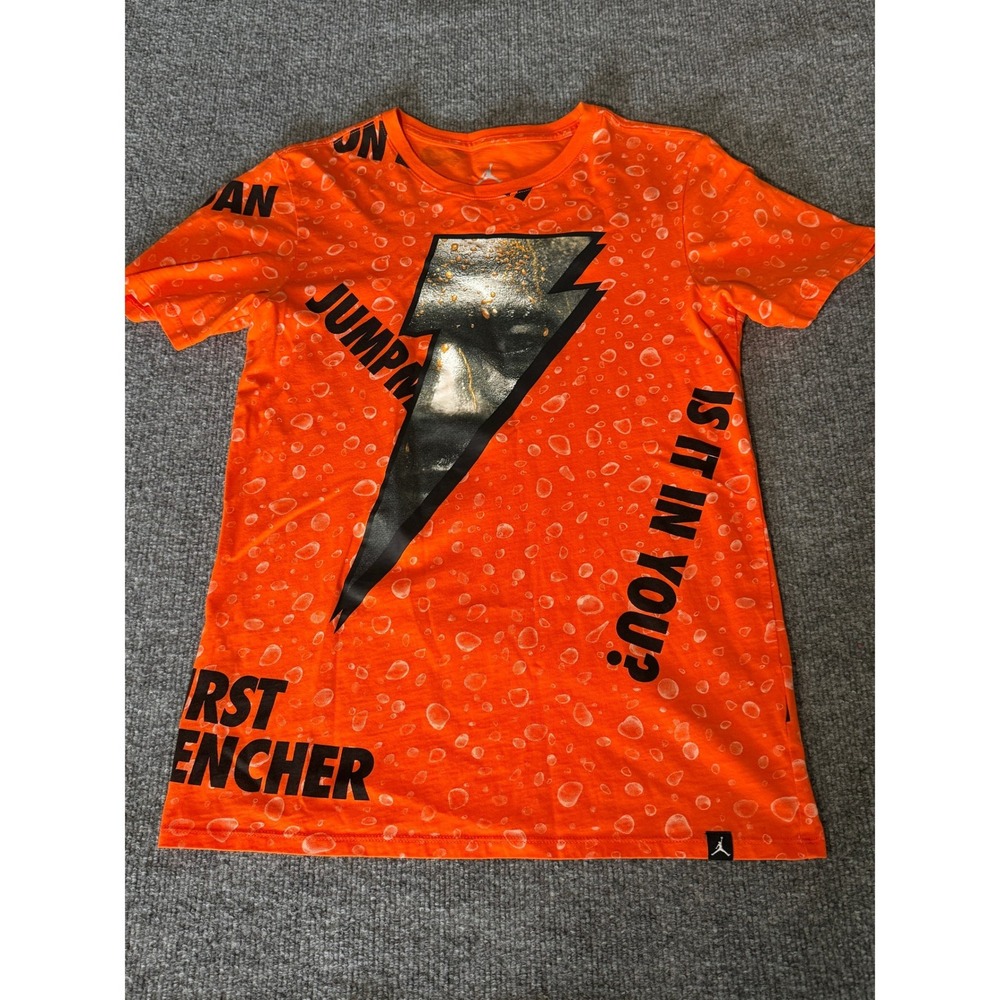 Jordan Brand Orange Lightning Bolt Graphic T‎ Shirt Size S